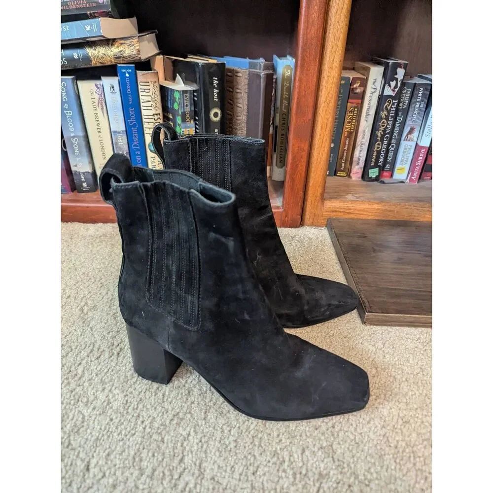 Rag & Bone Astra Leather Chelsea Block Heel Square Toe Boots Size 40 US 10